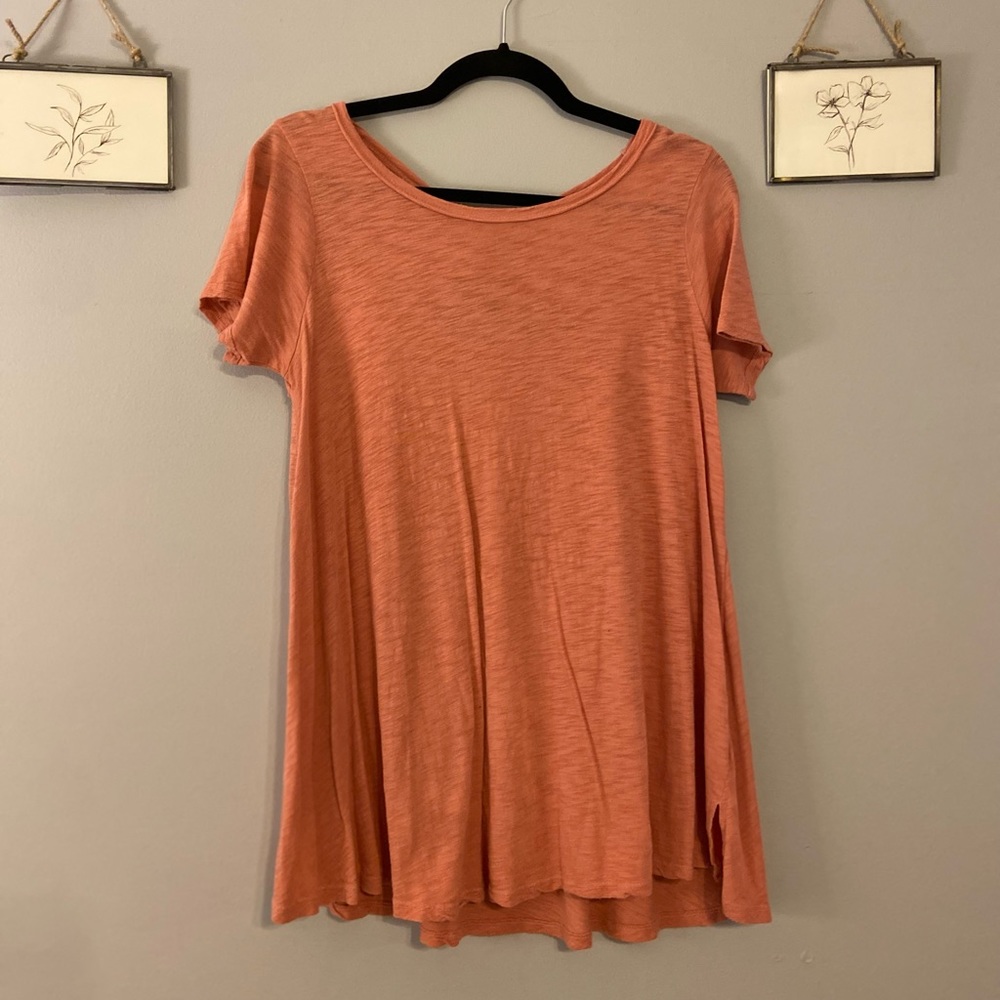 Worn Anthropologie salmon colored tee